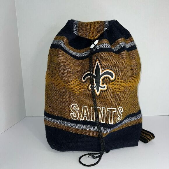 New Orleans Saints Multi-Color Woven Drawstring Backpack Tote Sack Football - Picture 1 of 9